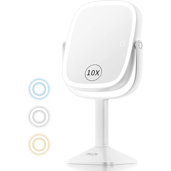 Amazon | 10倍拡大鏡 LEDライト付き 真実の両面鏡 360度回転 卓上鏡