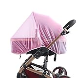 ベビーストローラー＆ベビーベッドのカバーのためのソフト昆虫ネット蚊帳- ピンク