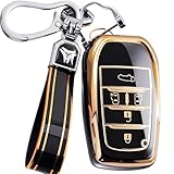 JUNSKY アルファード ヴェルファイア 40系 ノア 新型 ヴォクシー 90系 シエンタ トヨタ適合 スマートキーケース キーカバー お洒落 キズ防止 アルファード キーホルダー (光沢, ブラック／ゴールド)
