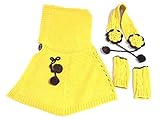 オシャレ かわいい ベビー キッズ 用 フード 付き ケープ マフラー ネック ウォーマー 一体 型 で しっかり 防寒 (イエロー)