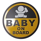 BABY ON BOARD 赤ちゃん 乗車中 ( 16cm マグネット ステッカーイエロー )
