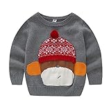 PANCY 子供服 秋冬 長袖 セーター ニット 丸首 かわいい 毛玉 男の子 女の子 くま(130cm,グレー)