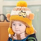 かわいいニット帽 ニット帽子 ベビー キッズ 赤ちゃん 子 子供用 男の子 女の子 兼用 防寒 防風　選べる4色 (イエロー1)