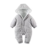 Baby Nest ベビー服 前開き カバーオール 防寒 秋冬用 長袖ロンパース フード付き 女の子 男の子 グレー 6-9M