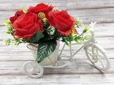 造花 インテリア フラワー 薔薇 自転車 観葉植物 フェイクグリーン 置物 光触媒加工 結婚祝い レッド