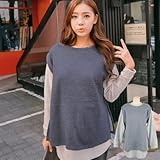 授乳・マタニティウェアレイヤードスタイル授乳トップス SOT8001 FREE CHARCOAL(チャコール)