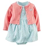 カーターズ Carter's カーディガン 半袖ロンパース ワンピース 2点セット 水色ちょうちょ ベビー服 女の子(24months(83-88cm)) [並行輸入品]