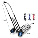 ショッピングカートトロリー折りたたみ式荷重100kgブラックステンレススチールフレーム倉庫、農場、工場14cmラバーホイールに適しています