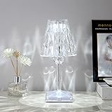 Cordless Table Lamp, Rechargeable Crystal Diamond Table Lamps, 3 Color Modes LED Touch Lamp, Acrylic Crystal Bedside Lamp, Po