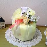 おむつケーキ　mini レモン、フラワーアレンジ風 出産祝い　男女兼用　お買い得　結婚祝 (yellow )