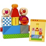Haba Brain Builder Pegセット – 18カラフルな木製ブロック& 20テンプレートカードin 3レベルのdifficulty Building Blocks