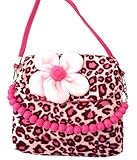（K-JOY) 女の子 キッズ用 花柄 ハンドバッグ ショルダー バック 斜めがけ / 子供用 カバン 鞄 (花 ピンク 豹柄)