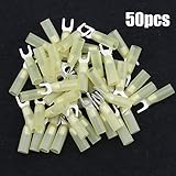 Hilitchi 50個ナイロン絶縁熱収縮Buttフォークワイヤ電気クリンプ端子コネクター( 22 – 16 AWG , # 10 ) HRFY3