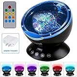 波プロジェクター、abcretリモートコントロールOcean Wave Night Light with 12 LED & 7色と組み込みミニ音楽プレーヤーでリビングルームや寝室Includingアダ