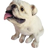 High Quality Sculpture, Medium, Sitting White Bulldog