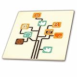 Dooni Designs Geek Designs – Social MediaインターネットツリーベクトルGeekアイコンデザイン – タイル 4-Inch ct_104600_1