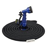Perfect hose + 伸びるホース 二重耐圧分散構造ゴム 国際品質認証取得 製品保証付き (黒) (15m)