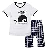 OKIDSO 子供ポロシャツ　ボーイズシャツ　半ズボン ベビー服 上下セット　普段着　旅行用　夏秋新作　綿100% 吸汗 4柄　100-140CM　オシャレ (140CM, クジラ柄)