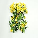 ノーブランド　造花　壁掛け　壁飾り　ハンギングバスケット　蕾　花　バド　観葉植物　人工観葉植物　雑貨　アーチ　飾りつけ　飾り　装飾　インテリア　フラワー　カゴ入り　イエロー　Generic Hangi