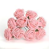 Hommy ローズ バラ 造花 花部分のみ 花びら 花ヘッド 結婚式 装飾 DIY ローズ 人工 (ピンク)