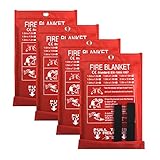 ファイヤーブランケット 消防士ブランケット 消防ブランケット キッチン/寝室/人用 - エネルギー安全 (40インチx40インチ) (ホワイト(4パック)
