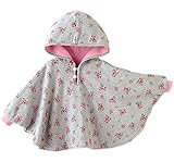 リバーシブル フード 付き パーカー 男の子 女の子 兼用 キッズ ベビー ポンチョ 出産祝い プレゼント (ピンク 100cm)