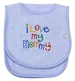 Frenchie Mini Couture よだれかけとバープクロスセット「I Love Mommy」 (ブルー) (並行輸入)