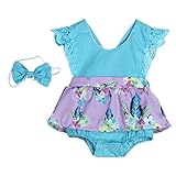 Domybestベビー ロンパース 女の子 ベビー服 ロンパース ヘアバンド 2点セット 可愛い 赤ちゃん ボディスーツ カバーオール 連体服 ジャンプスーツ カジュアル 夏　花柄　新生児　赤ちゃん　