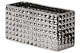Urban Trends Ceramic Wide Rectangular Vase Dimpled Finish, Large, Polished Chrome Silver