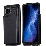 【Viesa】背面カード 手帳型ケース 互換性 AQUOS sense5G sense4 lite basic SH-41A SH-53A SHG03 対応 SHARP スマホ バックカバー ケース 手帳型 (ブラック) 財布型 背面カバー きスタンド機能 背面型ケース 適用 シャープsh41a アクオスsh53a センス4 センス5g BLACK