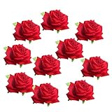 Perfk 7色選べ10個入り つぼみ ローズ バラ 花部分のみ 花びら 花ヘッド 結婚式 造花 ホーム装飾品 - タンジェリン