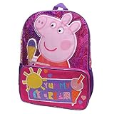 Peppa Pig Big Girls Ice Cream Front Zipper Pocket 16 Inch Backpack, Pink, One Size [並行輸入品]