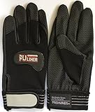 富士グローブ　PUライナーアルファブラック　合成皮革手袋　黒色　10双組　日本製素材使用 (Mサイズ)