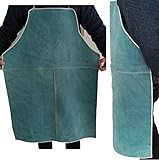 (ロキリフ) 火粉を払え！ 溶接用 牛革 エプロン ( 防炎 耐熱 火傷 対策 大判 防護服 溶接エプロン )( 青 )
