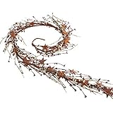 57 Inch Long Hand Wrapped Red White and Blue Pip Berry Garland with Rusty Stars for Decorating Year 