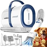 【ブラシと掃除機一体型】Oneisall 犬 バリカン 吸引式 7 in 1 多機能 犬 猫美容器/ペット用掃除機 付きブラシ/ペットグルーミングセット/電動バリカン/犬 猫用品/抜け毛対策（blue）