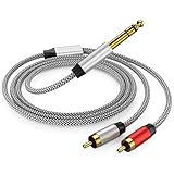 PPTVC RCA - 1/4ケーブル 10フィート、1/4 TRS to RCA Yスプリッターケーブル、1/4 - デュアルRCAオーディオケーブル。