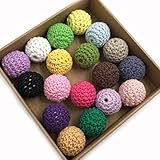 Kissteether 72pcs ベビーTeether DIYレインボーTeethingの木のビーズのかわいい色のミックスボールのニット14mm（0.55inch）赤ちゃんTeethingネックレス
