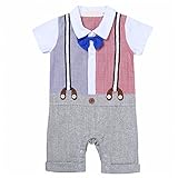 (フィーショー)FEESHOW ベビー ボーイズ ロンパース 冠婚葬祭 おしゃれ フォーマルスーツ タキシード おしゃれ着 洋服 重ね着風 ボディスーツ 男の子 マルチカラー 90（12-18ヶ月）