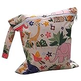 【ノーブランド品】ベビー　幼児用　防水　ファスナー付　再利用可能　おむつバッグ　ライオン柄　（ベージュ）