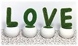 人工観葉植物 LOVE パーティー 卓上の文字飾り ミニ植木鉢 4個セット