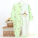 3色のかわいいおサルの赤ちゃんジャンプスーツロンパース長袖ボディスーツ (12-18M, グリーン)