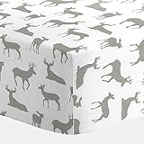 Carousel Designs White and Gray Deer Crib Sheet [並行輸入品]