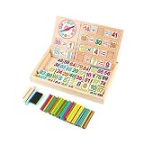 木製 計算おもちゃ 知育玩具 幼児 積み木 算数時計 算数パズル 算数セット 数え棒 多機能 かけざん 割り算 足し算 引き算 数遊び 絵かきボード 両面利用可能
