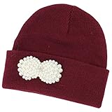 Grin Buddy パールリボン キッズニットキャップ【GF-8333】 (53cm, ワイン)