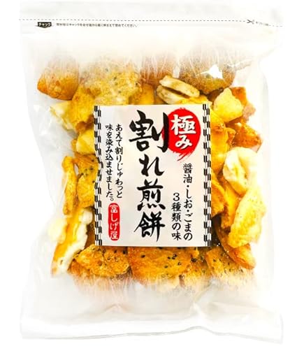 Amazon.co.jp: 割れせんべい 3種の味 180g 12袋入 チャック付き袋 富