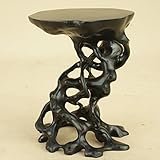 いよじ園 黒檀 天然彫高卓 小品サイズ [未使用] （盆栽卓 飾卓 花台）