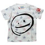 《初夏盛夏対応》 CHANNEL(チャンネル) 天竺星柄ニコちゃん半袖Tシャツ 90cm /オフシロ NO.CN-7209