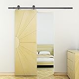 WinSoon 6.6 Ft Singleアンティークローラースライド木製バーンドアハードウェア素朴なCupboardトラックキットセットブラック
