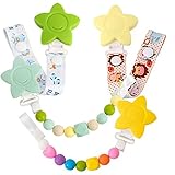 Elome(イローム) 可愛い おしゃぶりホルダー 歯固め シリコン サスペンダークリップ 赤ちゃん用 チェーン 落下防止 4本セット
